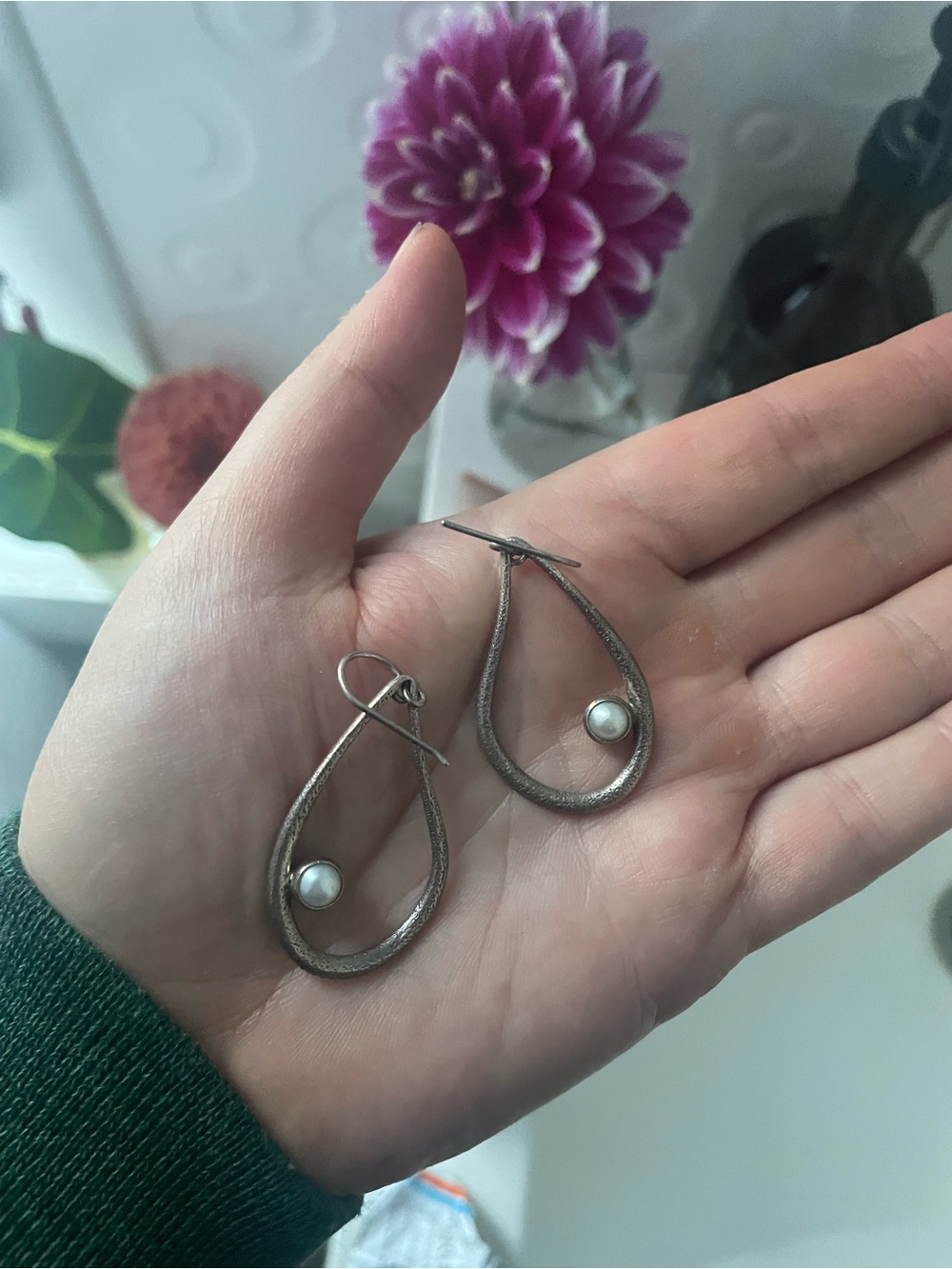 Silpada Silver Teardrop Earrings with Pearl Accent